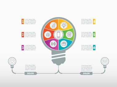 İş sunma ya da Infographic altı seçenekleri, teknolojileri ve eğitim süreci, beyaz arka plan üzerinde vektör çizim bölümlerinin Web şablonu