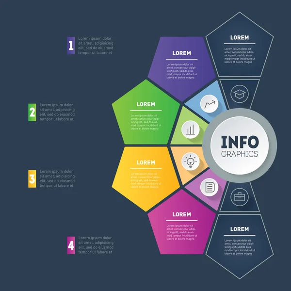 Web template of business presentation or infographic with four options, parts of technologies or education process, vector illustration on black background