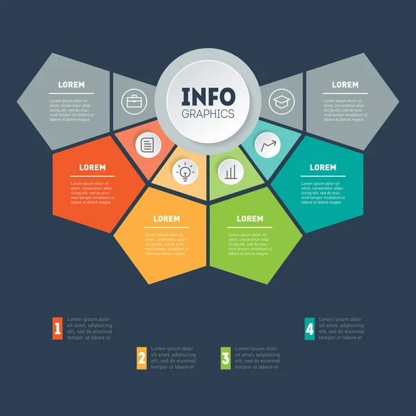 Modello Web Presentazione Aziendale Infografica Con Quattro Opzioni Parti Tecnologie — Vettoriale Stock