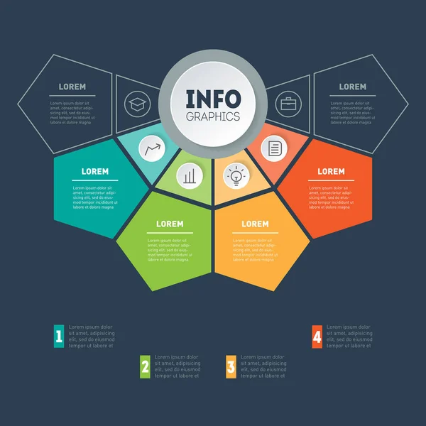 비즈니스 과정에 검정색 일러스트 Infographic 템플릿 — 스톡 벡터