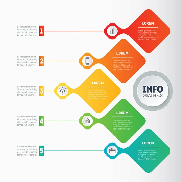 Webová Šablona Firemní Prezentace Nebo Infografiku Pěti Možností Části Technologií — Stockový vektor