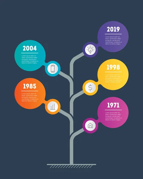 Linha Tempo Infográfico Tendências Mundo Com Ícones Ilustração Vetorial Fundo — Vetor de Stock