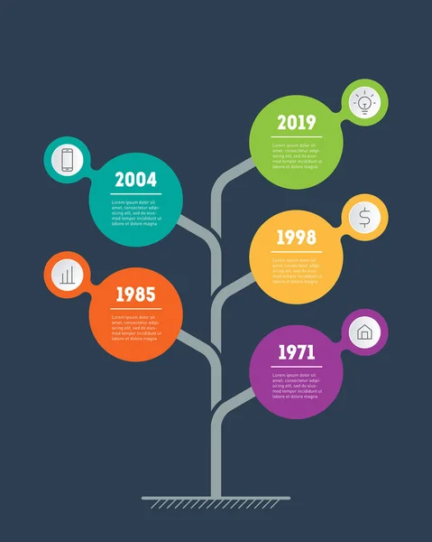 Cronología Infográfica Tendencias Mundiales Con Iconos Ilustración Vectorial Sobre Fondo — Vector de stock