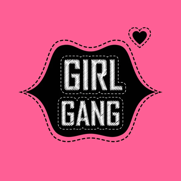 Girl Power Patch mit Lippen und Herz — Stockvektor