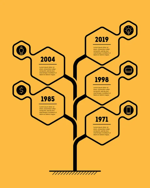 Chronologie Infographique Des Tendances Mondiales Avec Icônes Illustration Vectorielle Arrière — Image vectorielle