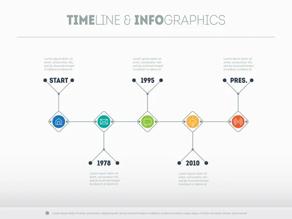 Cronología Infográfica Las Tendencias Mundiales Con Iconos Ilustración Vectorial Sobre — Vector de stock