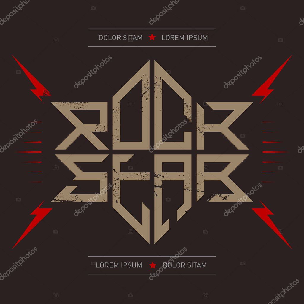 Rockstar - music poster with red lightnings and stars