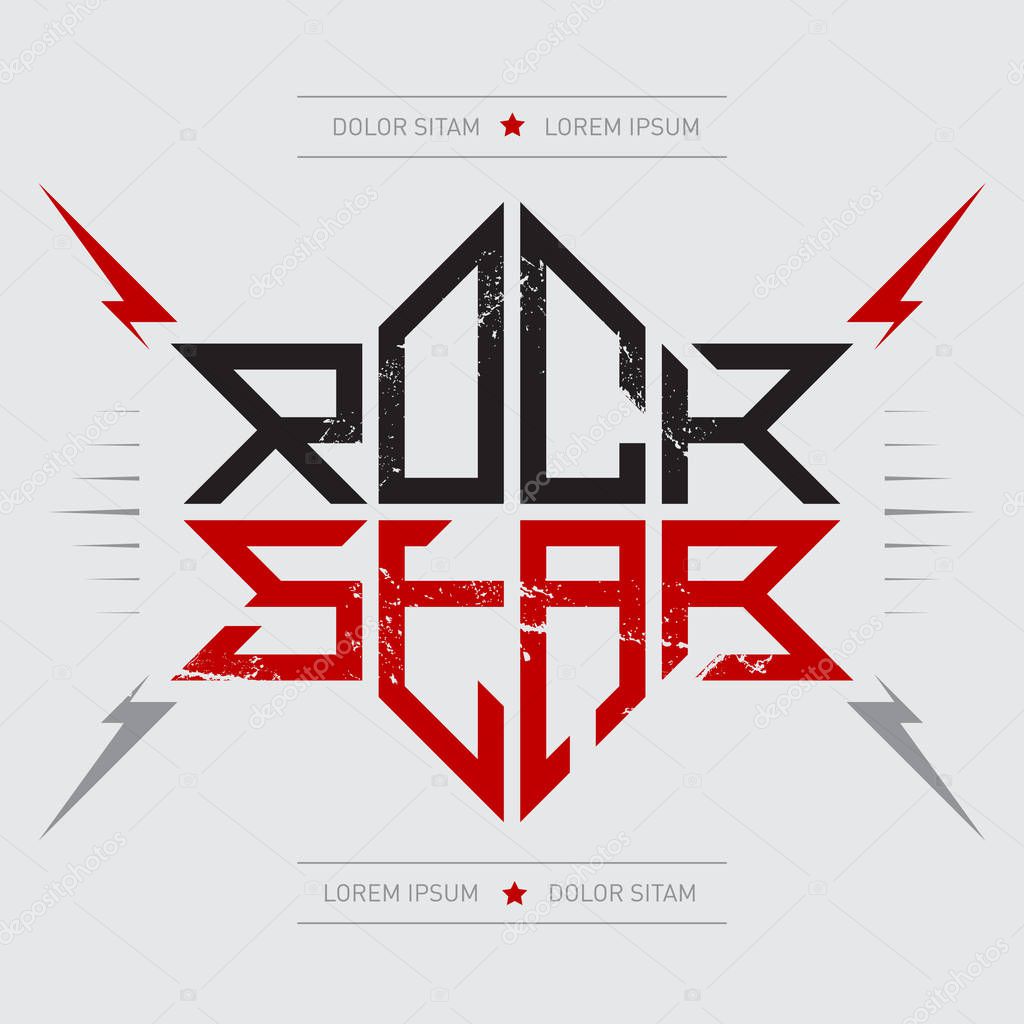 Rockstar - music poster with red lightnings and stars