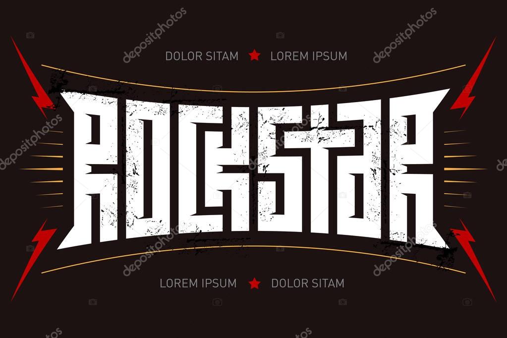Rockstar - music poster with red lightnings and stars