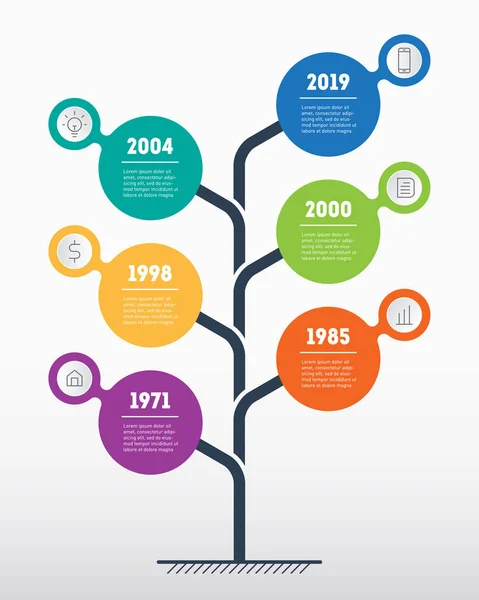 Dikey Zaman Çizelgesi Infographics Parça Adımları Işlemler Ile Sunu Kavramı — Stok Vektör