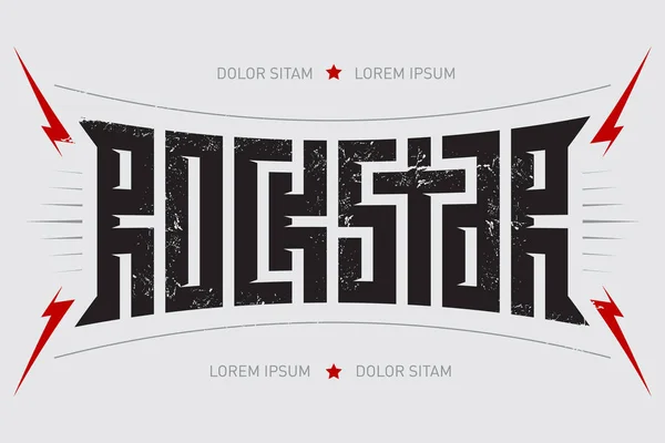 Rock Star Conception Shirt Rockstar Affiche Musicale Avec Des Éclairs — Image vectorielle