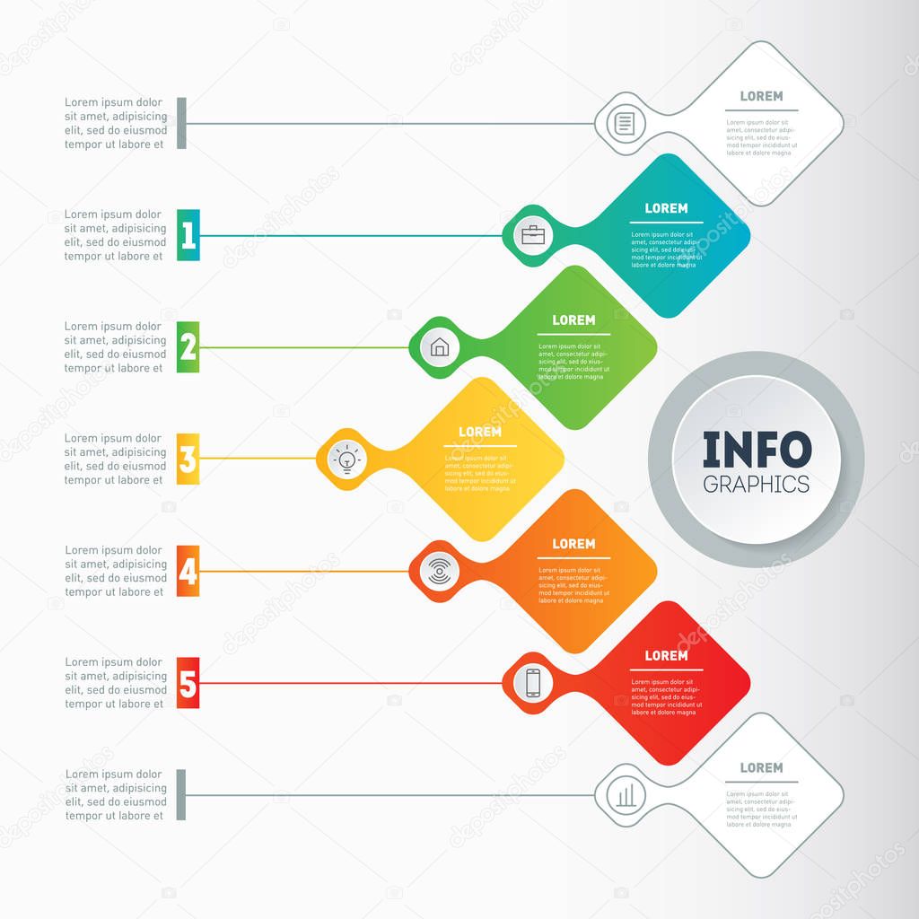 Vector infographic of technology or education process. Business presentation concept with  options. Web Template of a info chart or diagram. Part of the annual report with icons.