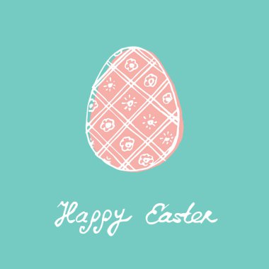 Paskalya tatili için tebrik veya davetiye kart tasarımı. Vintage illüstrasyon Paskalya yumurtası ile. Vektör