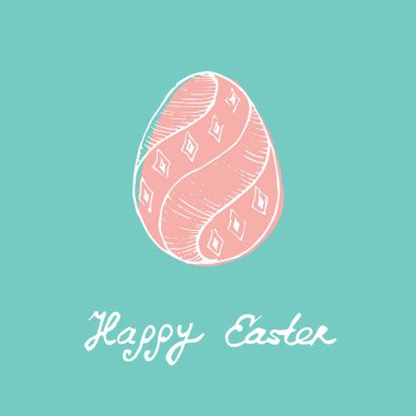 Paskalya tatili için tebrik veya davetiye kart tasarımı. Vintage illüstrasyon Paskalya yumurtası ile. Vektör
