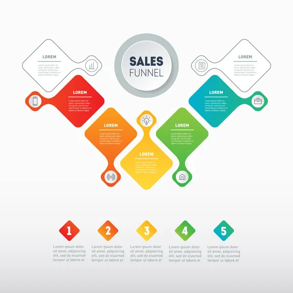 Sales Funnel Business Presentation Concept Options Infographic Technology Education Process — Stock Vector