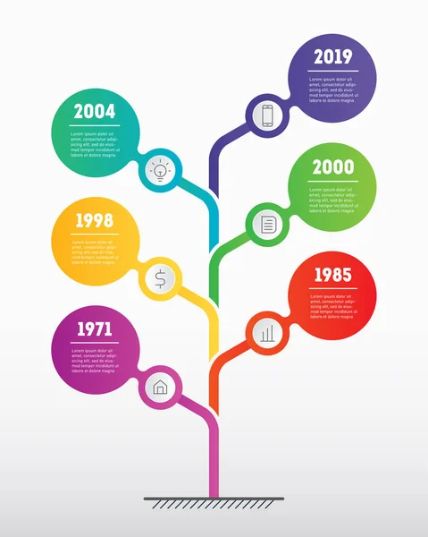 Vertical Timeline Infographics Business Presentation Concept Parts Steps Processes Development — Stock Vector