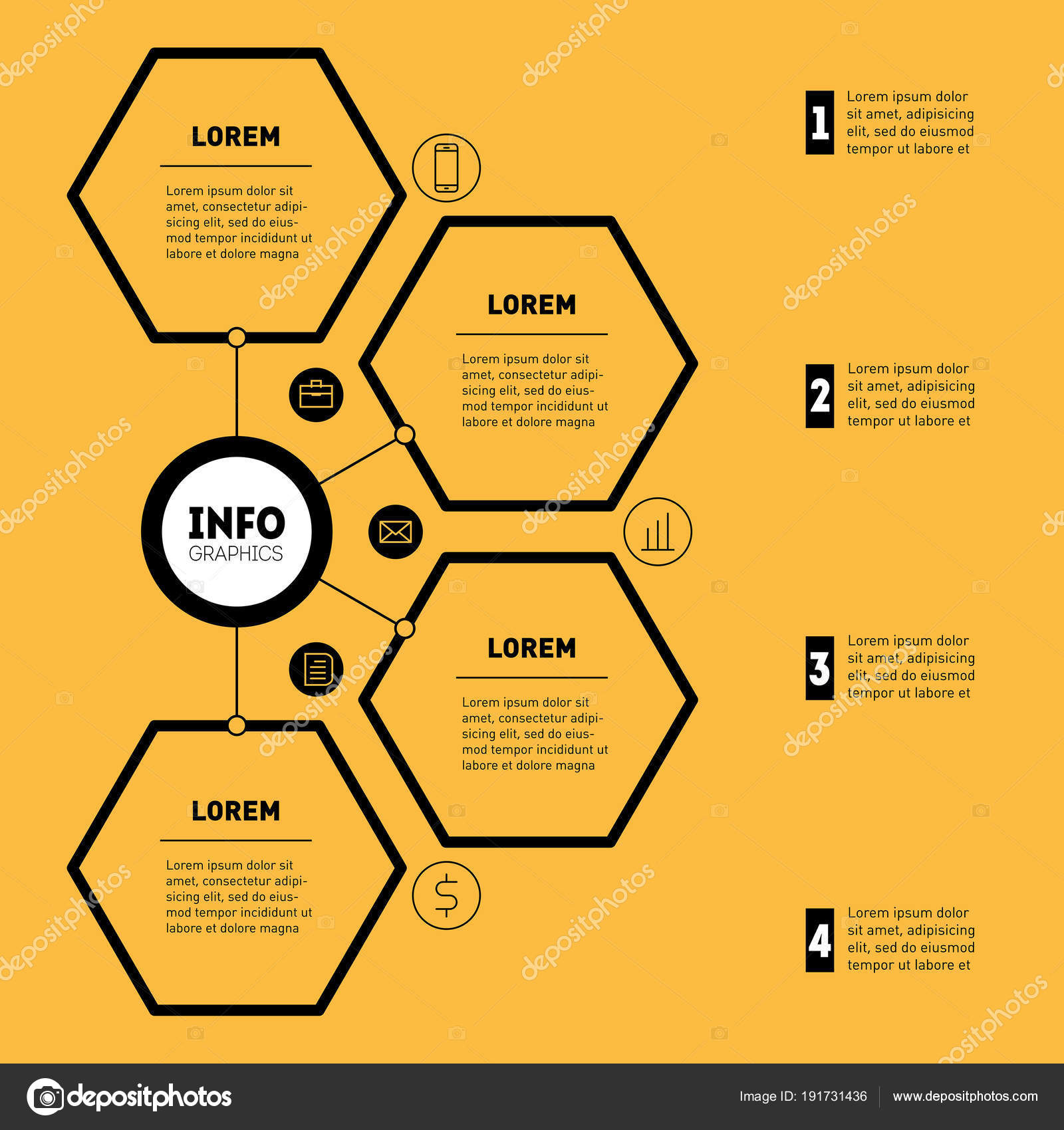 Infographic Simple Icons Orange Background Stock Vector C Thebackground