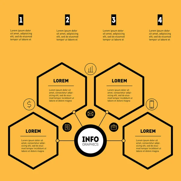 Infographic Enkla Ikoner Orange Bakgrund — Stock vektor