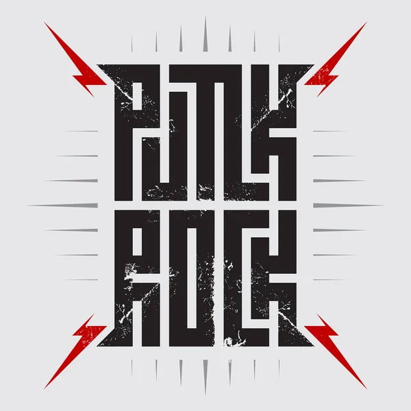 Punk Rock Belettering Grijze Achtergrond — Stockvector