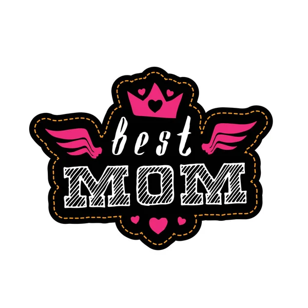 Принт Футболки Надписью Best Mom Happy Mother Day Векторная Иллюстрация — стоковый вектор