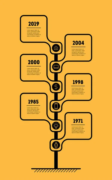 Χρονολόγιο Infographics Διάρθρωσης Ορθογώνια Αριθμοί Πορτοκαλί Φόντο — Διανυσματικό Αρχείο