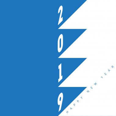 2019 iyi seneler içinde mavi ve beyaz forma ile basit poster.
