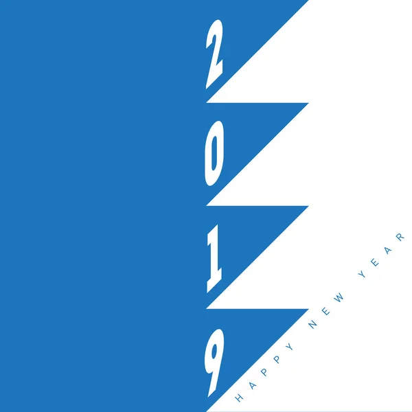 Prosty Plakat 2019 Nowy Rok Kolorach Niebieskim Białym — Wektor stockowy