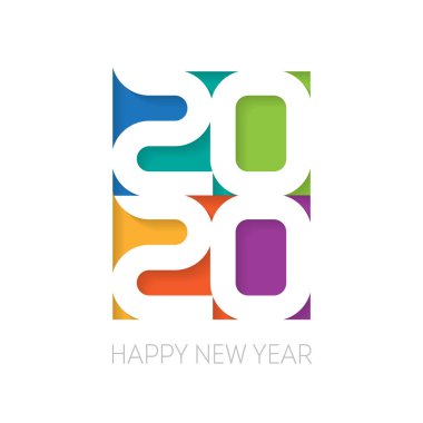 Renkli arkaplanda numaralar olan mutlu yeni yıl kart şablonu