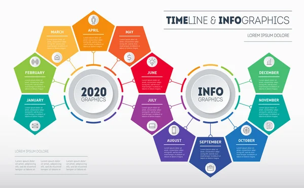 Bunte Informationsgrafik Timeline Einfach Vektorillustration — Stockvektor