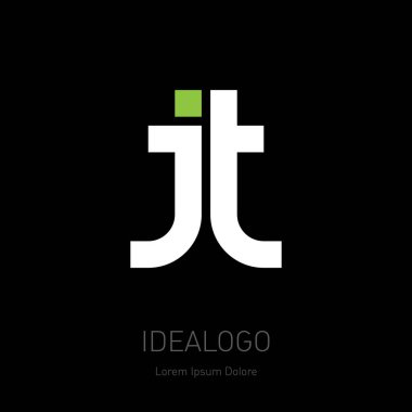 JT Harfleri Logosu. 3D simge ya da logotype şablonu. Vektör illüstrasyonu