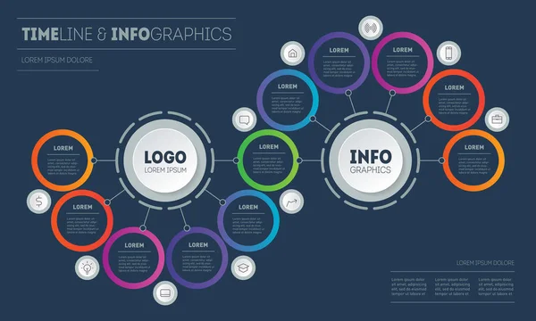 Infographie Colorée Timeline Illustration Vectorielle Simple — Image vectorielle
