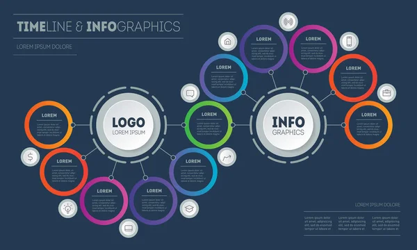 Bunte Informationsgrafik Timeline Einfach Vektorillustration — Stockvektor