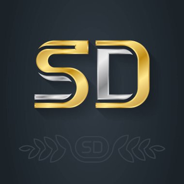 SD logosu. 3D simge ya da logotype şablonu. Vektör illüstrasyonu
