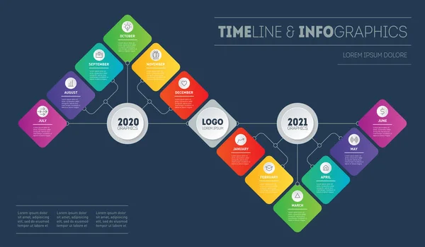 Info Timeline Auf Dunklem Hintergrund Einfach Vektorillustration — Stockvektor