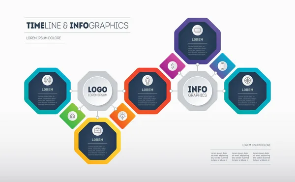 Bunte Informationsgrafik Timeline Einfach Vektorillustration — Stockvektor