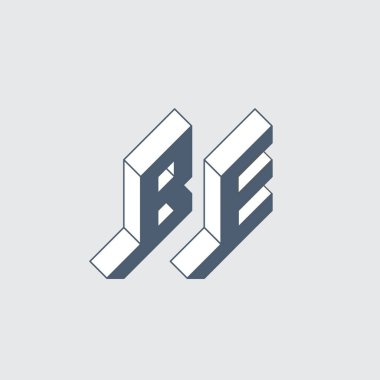 BE logosu. 3D simge ya da logotype şablonu. Vektör illüstrasyonu
