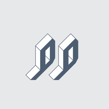 Garip logo. 3D simge ya da logotype şablonu. Vektör illüstrasyonu