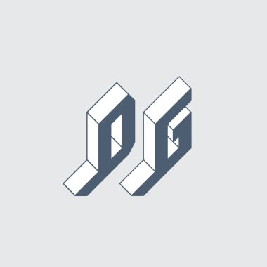 Monogram ya da logotype. Tasarım için Isometric 3d yazı tipi. Taslak yazı tipleri. Üç boyutlu harfler.