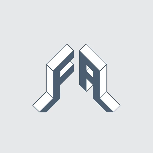 Monogram Albo Logotyp Izometryczna Czcionka Projektowania Czcionki Zarysowe Litery Trójwymiarowe — Wektor stockowy