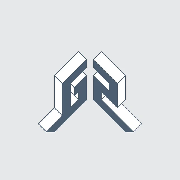 Monograma Logotipo Isomtric Fuente Para Diseño Esquema Fuentes Letras Tridimensionales — Vector de stock