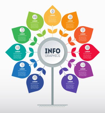 Beyaz arkaplanda izole edilmiş renkli bilgi ağacı. İş vektörü tasarımı.