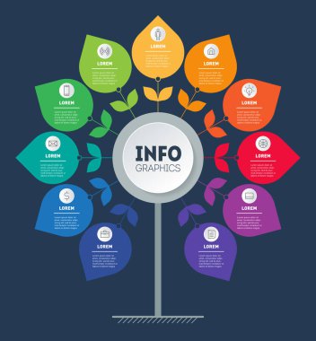 Koyu arkaplanda renkli bilgi grafiği. Modern vektör tasarımı.