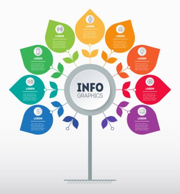 Beyaz arkaplanda izole edilmiş renkli bilgi ağacı. İş vektörü tasarımı.