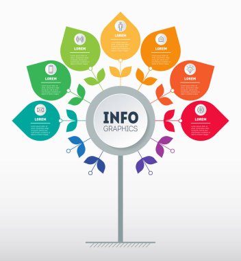 Beyaz arkaplanda izole edilmiş renkli bilgi ağacı. İş vektörü tasarımı.