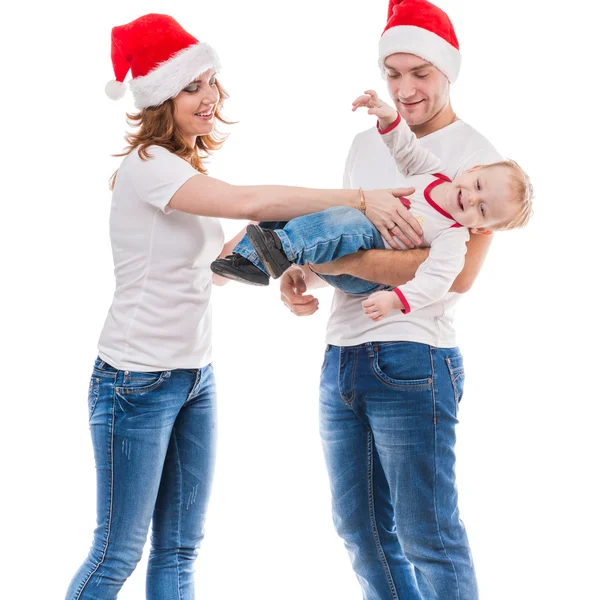 Pareja jugando con pequeño niño en las manos —  Fotos de Stock