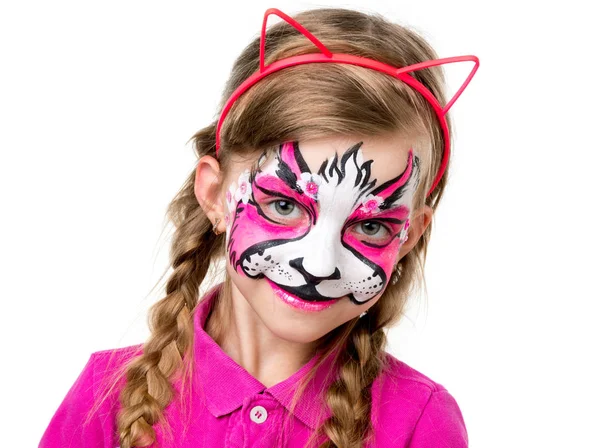 Little girl with brightly painted face — Stock Photo, Image