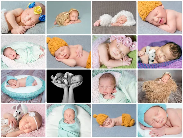 Στον ύπνο νεογέννητα μωρά κολάζ — Φωτογραφία Αρχείου