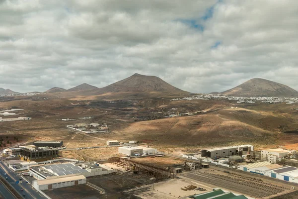 Edificios industriales en el valle de Lanzarote, foto aérea — Foto de Stock