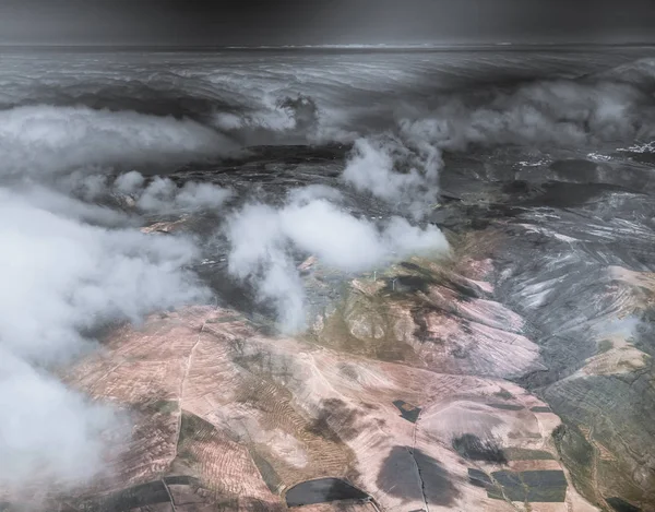 Adembenemende luchtfoto van Lanzarote berg terrein — Stockfoto