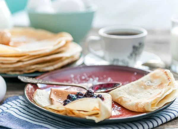 ロシアの puncakes や食材 — ストック写真